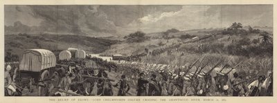 1879年3月31日、アマンティクル川を渡るチェルムズフォード卿の柱、エコーの救済 作： Joseph Nash