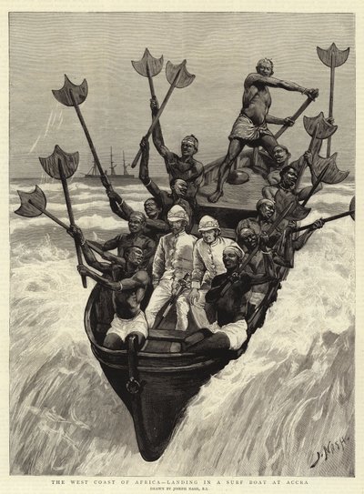 アフリカの西海岸、アクラのサーフボートに着陸 作： Joseph Nash