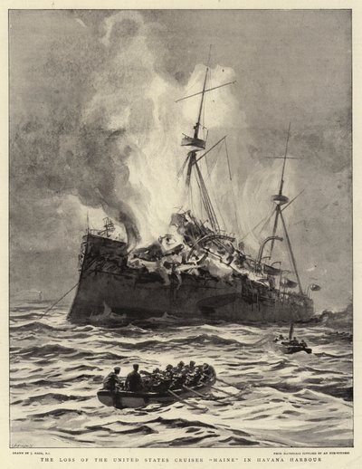 ハバナ港での米国巡洋艦メインの喪失 作： Joseph Nash