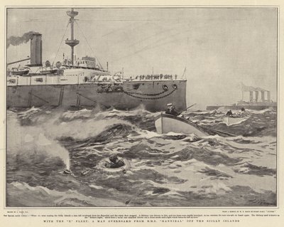 Xフリートでは、シリー諸島沖のHMSハンニバルから船外に出た男 作： Joseph Nash