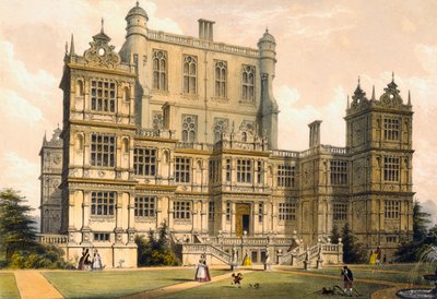 ウォラトンホール、ノッティンガムシャー、1600年、「中世の建築」、1838年からの図 作： Joseph Nash