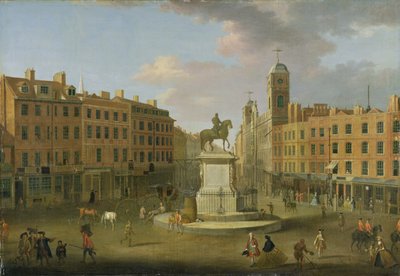 チャーリングクロス、チャールズ1世の像とノーサンバーランドハウス、1750年頃 作： Joseph Nickolls