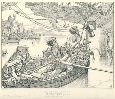コールリッジの『古代の海女の歌』の挿絵（彫刻）。 作： Joseph Noel (after) Paton