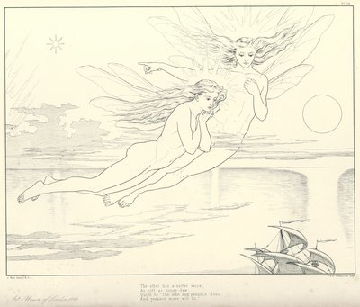 コールリッジの『古代の海女の歌』の挿絵（彫刻）。 作： Joseph Noel (after) Paton