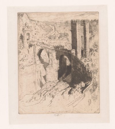 Brug van Alcantara, トレド 作： Joseph Pennell (signed by artist)