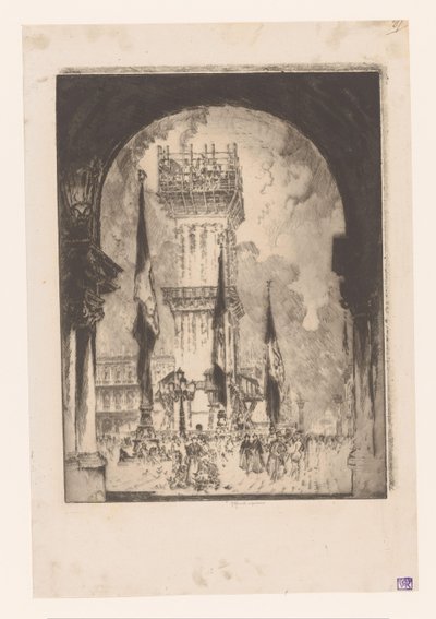 足場のヴェネツィアの鐘楼 鐘楼の再建、No. 私 作： Joseph Pennell (signed by artist)
