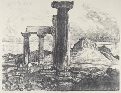 アクロ、コリントからのコリント、1913年。 作： Joseph Pennell