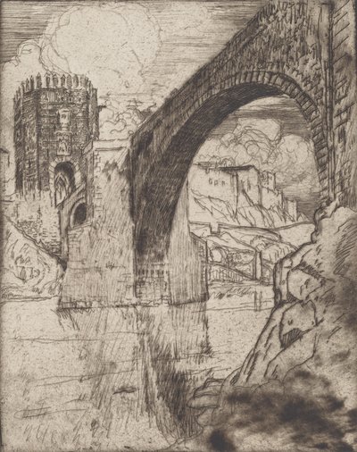アルカンタラ橋のアーチ（1904年）。 作： Joseph Pennell