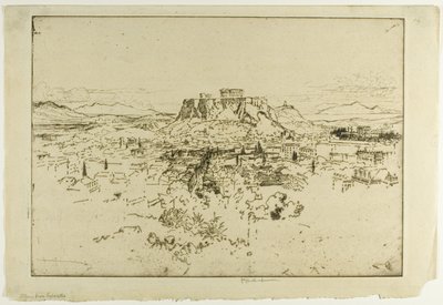 リカベトス山から見たアテネ 作： Joseph Pennell
