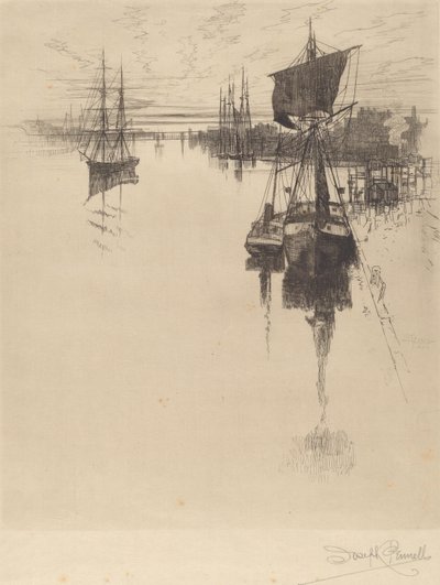 1884年、フィラデルフィアのチェスナット・ストリート・ブリッジの下。 作： Joseph Pennell
