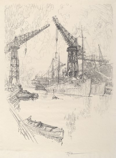 駆逐艦の建造 作： Joseph Pennell