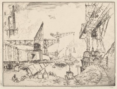 デュースブルクのクレーン 作： Joseph Pennell
