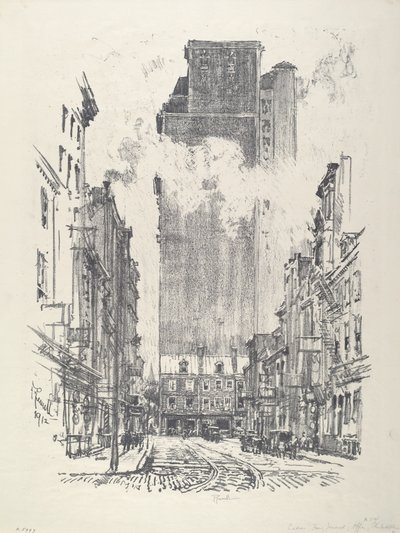 1912年、サンソム・ストリートを下る。 作： Joseph Pennell