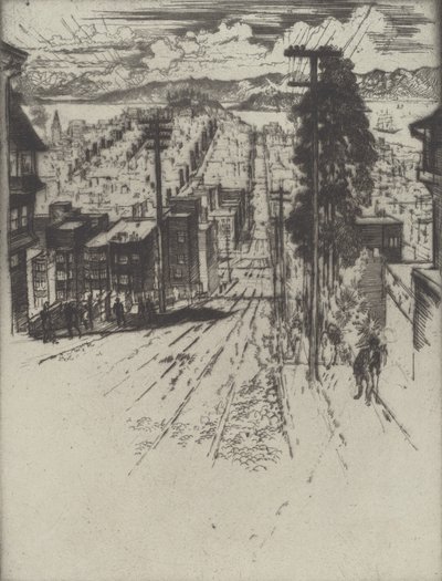 Down and Up the Hills to the Bay, San Francisco, 1912. 作： Joseph Pennell