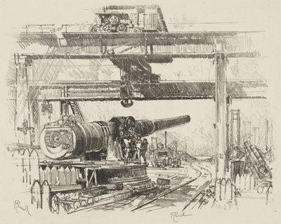 英国の戦争工作: 銃の実験 作： Joseph Pennell