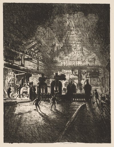 英国の戦争作品：死の顎で、砲弾のローリングバー 作： Joseph Pennell