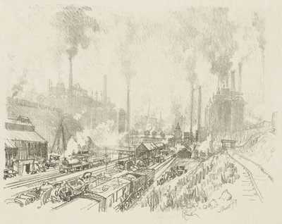 英国の戦争作品: 鉄と鋼の国で 作： Joseph Pennell