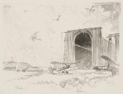 イギリスの戦争作品: The Balloon-Shed 作： Joseph Pennell