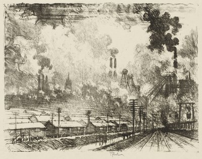 英国の戦争作品: 炭鉱 作： Joseph Pennell