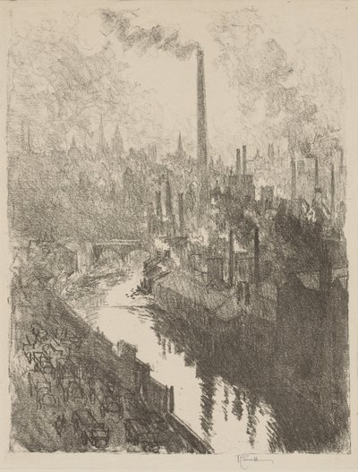 イギリスの戦争作品: The Great Chimney, The Motor Park 作： Joseph Pennell