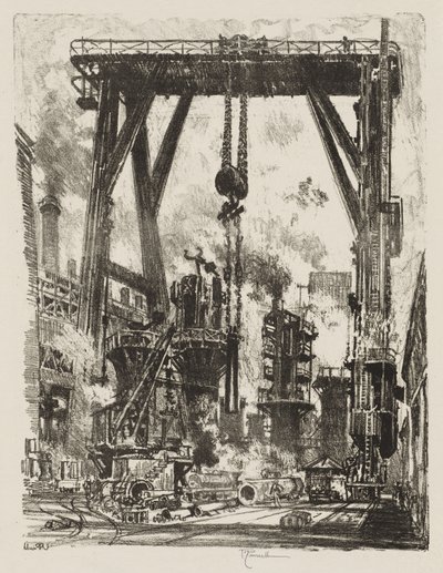 英国の戦争作品: オールド ガン ピット 作： Joseph Pennell