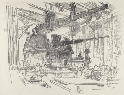 タレットへの銃の取り付け 作： Joseph Pennell