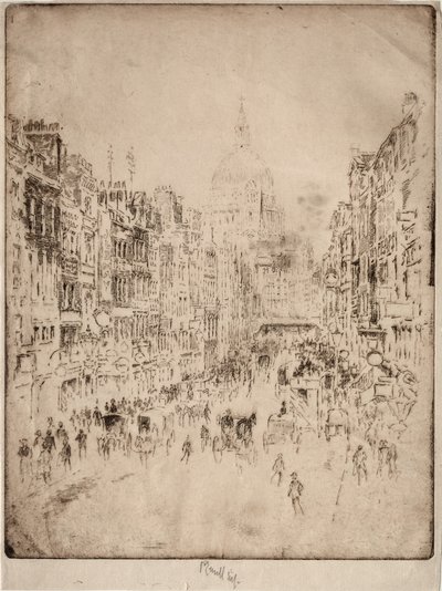 フリートストリート、セントポールズまで、1896年。 作： Joseph Pennell