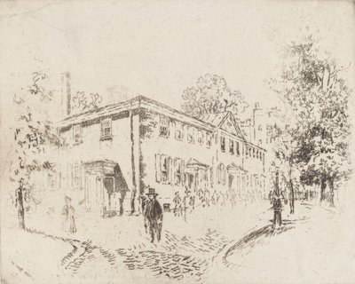 1920 年、フィラデルフィアの集会所、フォース ストリート。 作： Joseph Pennell