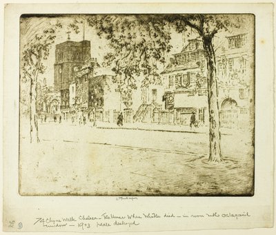 ウィスラーが亡くなった家 作： Joseph Pennell