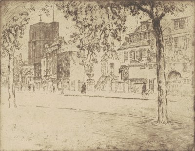 ウィスラーが亡くなった家、1904年。 作： Joseph Pennell