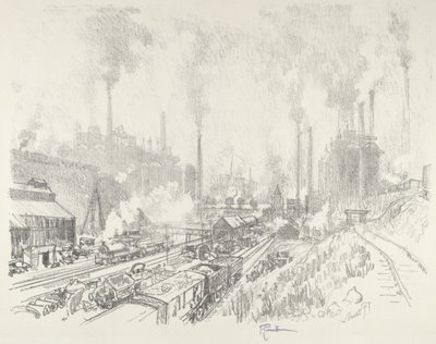 鉄と鋼の国で、1916年。 作： Joseph Pennell