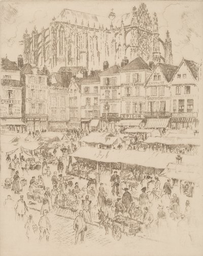 プレイス、ボーヴェ、1907年。 作： Joseph Pennell