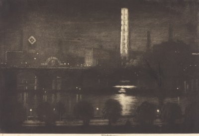 ロンドンの夜、ウイスキーと紅茶 作： Joseph Pennell