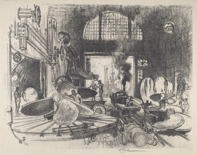 プロペラ ブレードの製造、1917 年。 作： Joseph Pennell