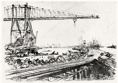 マウントホープ、ジョセフペネル作のパナマ運河のプレートII、1912年（木炭） 作： Joseph Pennell