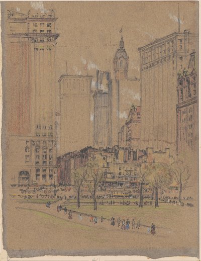 ニューヨーク、古いものと新しいもの 作： Joseph Pennell