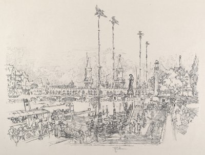 オーバーバウム橋、ベルリン、1921年。 作： Joseph Pennell