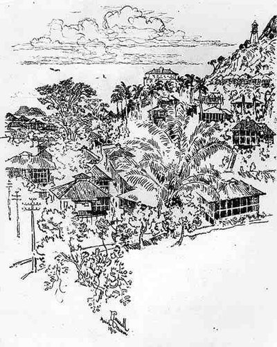 公式アンコン、ジョセフペネル作のパナマ運河のプレートXXIV、1912年（紙に木炭） 作： Joseph Pennell