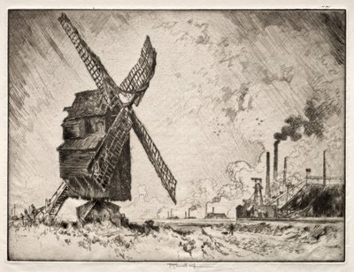 オールド アンド ニュー ミルズ、バランシエンヌ、フランス 作： Joseph Pennell