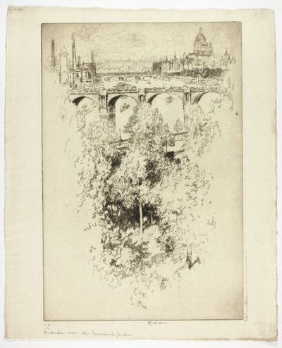 ウォータールー橋、教会、仕事 作： Joseph Pennell