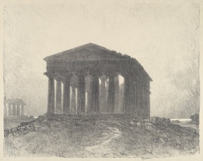パエストゥム、夕方、1913 年。 作： Joseph Pennell