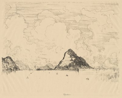 パナマ：1912年、太平洋から運河への入り口。 作： Joseph Pennell