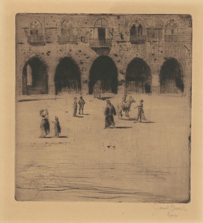 市庁舎広場、ピストイア 作： Joseph Pennell