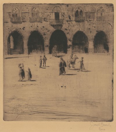 ピストイアのコムーネ広場、1883年。 作： Joseph Pennell