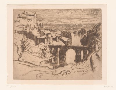 トレドのアルカンタラ橋 聖マルティン橋、トレド 作： Joseph Pennell