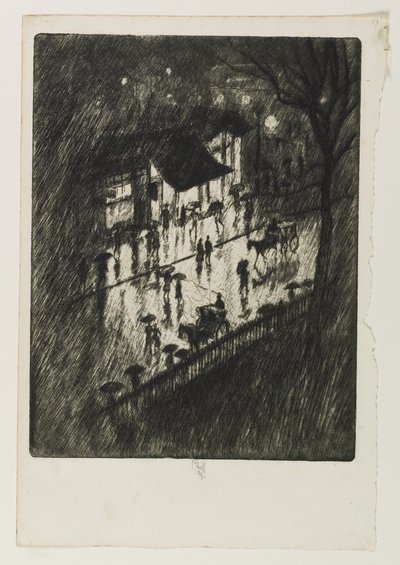 レイニーナイト、チャーリングクロスショップ、1903 作： Joseph Pennell