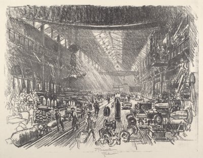 シェル ファクトリー、No.I、1917 年。 作： Joseph Pennell