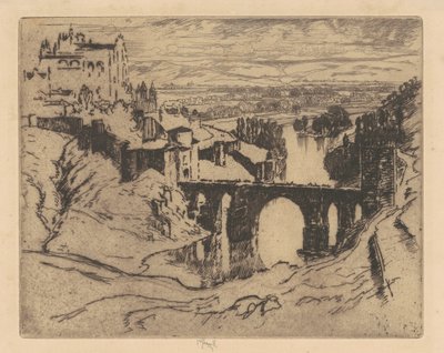 トレドのセント・マーティンズ・ブリッジ、1904年。 作： Joseph Pennell