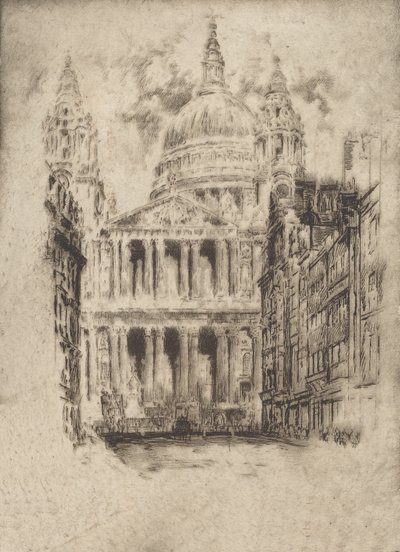 セント ポールズ、フリート ストリート、ロンドン、1905 年。 作： Joseph Pennell