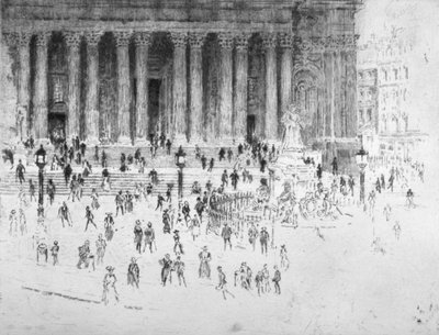 セント・ポール大聖堂の西側正面の階段（シティ・オブ・ロンドン、1900年 作： Joseph Pennell